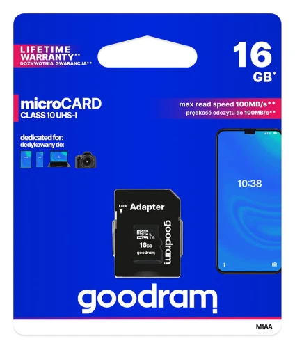 KARTA PAMIĘCI MICRO SD 16GB GOODRAM KLASA 10
