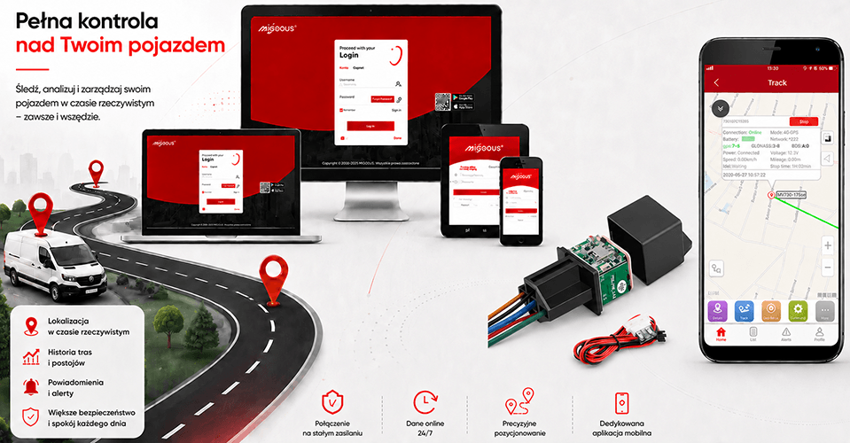 LOKALIZATOR GPS MV730 POD ZASILANIE STAŁE Z FUNKCJĄ ODCIĘCIA PALIWA OIL