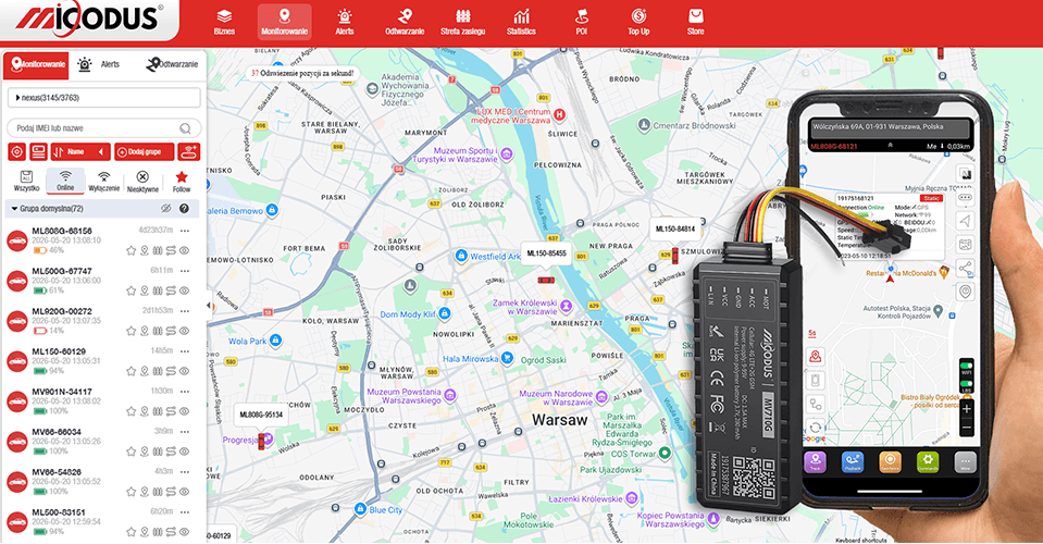 Lokalizator GPS MV710G 4G pod zasilanie do Samochodu, Motoru czy Łodzi (Z Odcięciem Paliwa)