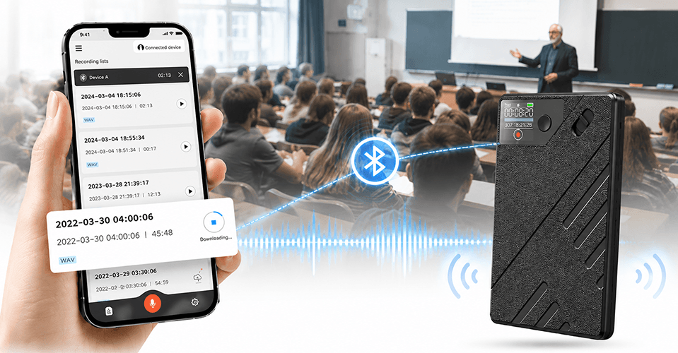 Dyktafon A5 AI 32GB (Aplikacja Bluetooth i Transkrypcja)