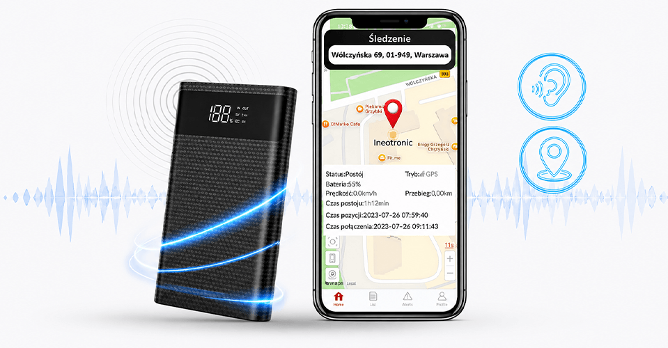 Powerbank GPS z Podsłuchem na żywo KA4 4G (Aplikacja PL)