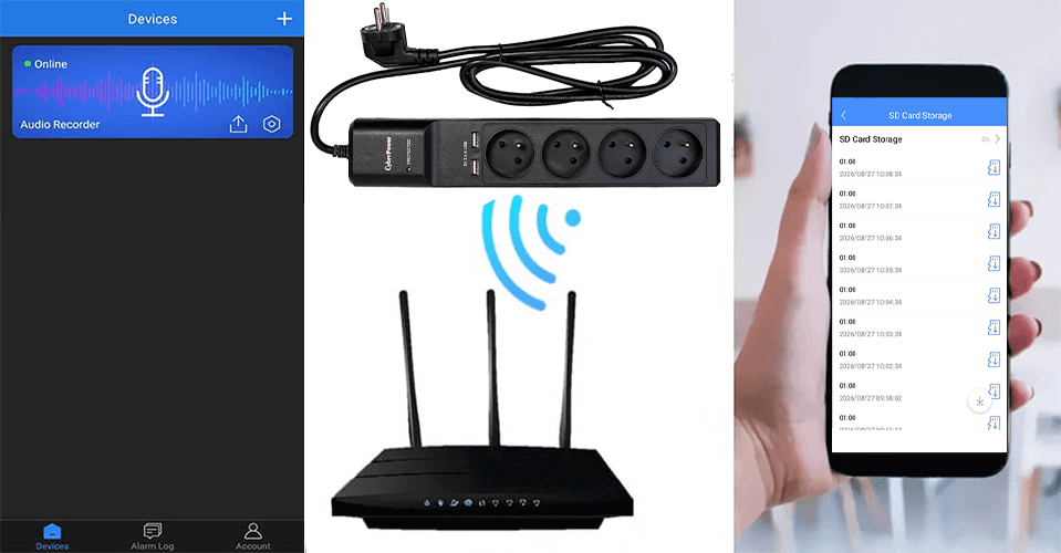 Listwa SPYHOME PRO z Zapisem i Odsłuchem Zdalnym WI-FI Online