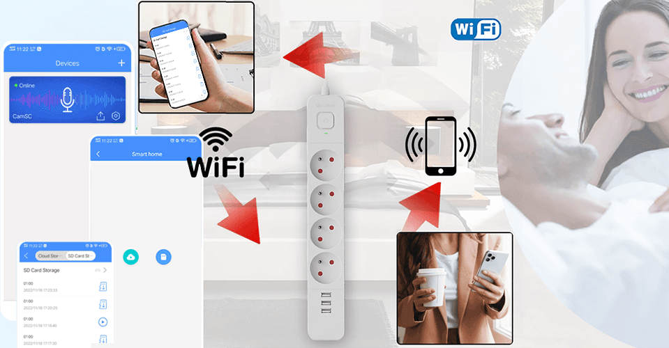 Czas pracy białej listwy z dyktafonem Wi-Fi SpyHome PRO
