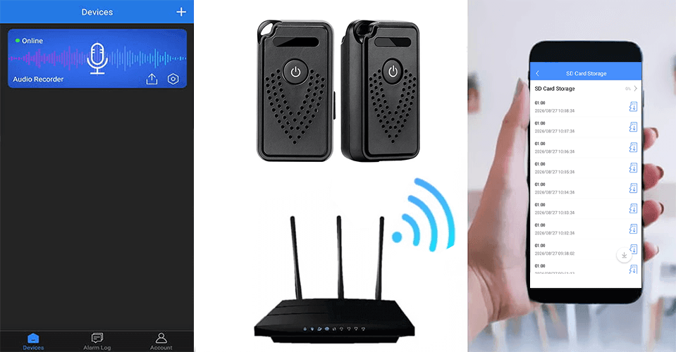 Dyktafon Wi-Fi AR01 z aplikacją mobilną