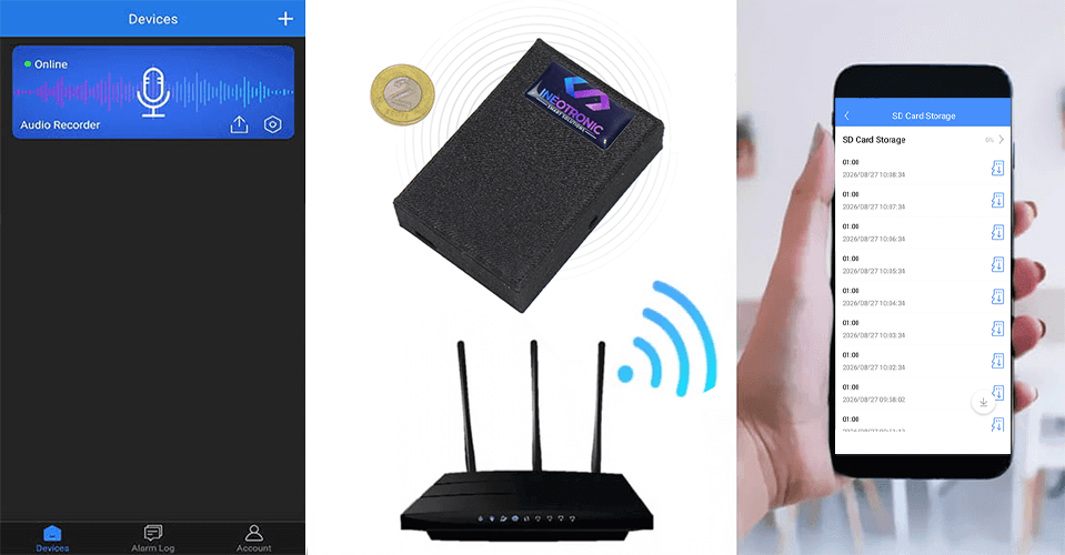 SpyBox G1 dyktafon Wi-Fi z aplikacją
